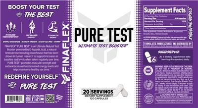 FINAFLEX Pure Test source label used in the packaging illustration