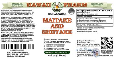 Hawaii Pharm Maitakie and Shiitake Non-Alcohol source label used in the packaging illustration