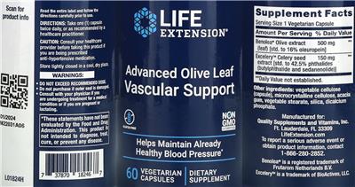 Life Extension Advanced Olive Leaf Vascular Support product packaging