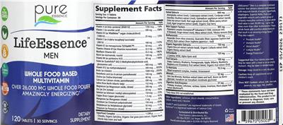 Pure Essence LifeEssence Men source label used in the packaging illustration