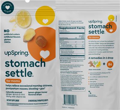 UpSpring Stomach Settle for Moms Lemon-Ginger-Honey Flavored source label used in the packaging illustration