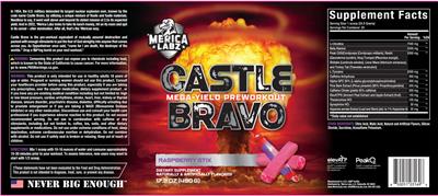 Merica Labz Castle Bravo Raspberry Stix source label used in the packaging illustration