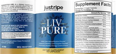 Just Ripe Nutrition LIV Pure source label used in the packaging illustration