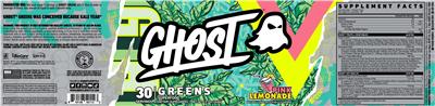 GHOST Greens Pink Lemonade source label used in the packaging illustration