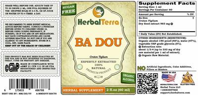 Herbal Terra Ba Dou Sugar Free source label used in the packaging illustration