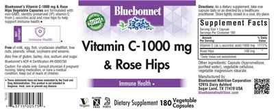 Bluebonnet Vitamin C-1000 mg & Rose Hips product packaging