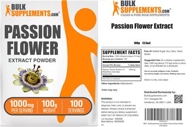 BulkSupplements.com Passion Flower Extract Powder 1000 mg product packaging