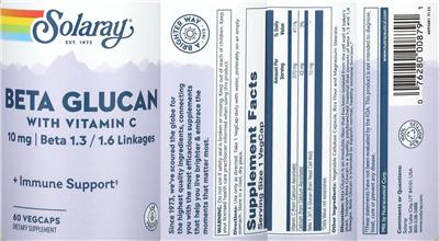 Solaray Beta Glucan 10 mg with Vitamin C product packaging