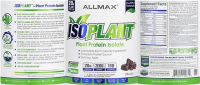 ALLMAX Naturals ISOPlant Chocolate source label used in the packaging illustration