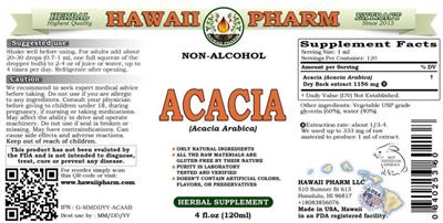 Hawaii Pharm Acacia Non-Alcohol source label used in the packaging illustration