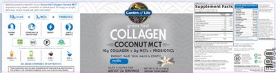 Garden of Life Grass Fed Collagen Coconut MCT Vanilla Flavor product packaging