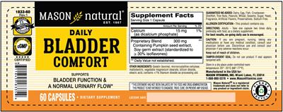 Mason Natural Daily Bladder Comfort source label used in the packaging illustration