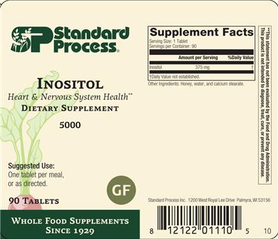 SP Standard Process Inositol source label used in the packaging illustration