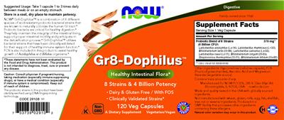 NOW Gr8-Dophilus source label used in the packaging illustration