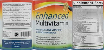 Divine Health Enhanced Multivitamin source label used in the packaging illustration