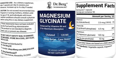 Dr. Berg Magnesium Glycinate source label used in the packaging illustration
