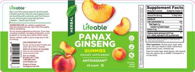 Lifeable Panax Ginseng Gummies Natural Peach Flavor source label used in the packaging illustration