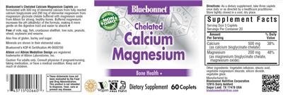 Bluebonnet Chelated Calcium Magnesium source label used in the packaging illustration