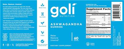 Goli Nutrition Ashwagandha Gummies source label used in the packaging illustration