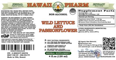 Hawaii Pharm Wild Lettuce and Passionflower Non-Alcohol product packaging