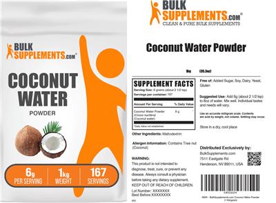 BulkSupplements.com Coconut Water Powder 6 g product packaging