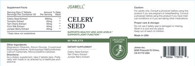 JSAWELL Celery Seed source label used in the packaging illustration