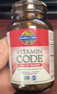 Garden of Life Vitamin Code Healthy Blood source label used in the packaging illustration
