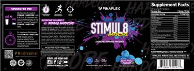 FINAFLEX Stimul8 Hardcore Blue Razz Cooler source label used in the packaging illustration