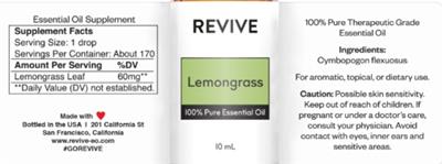Revive Lemongrass source label used in the packaging illustration
