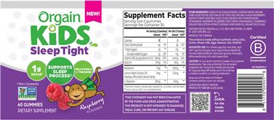 Orgain Kids Sleep Tight Raspberry Flavored source label used in the packaging illustration