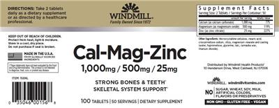 Windmill Cal-Mag-Zinc source label used in the packaging illustration
