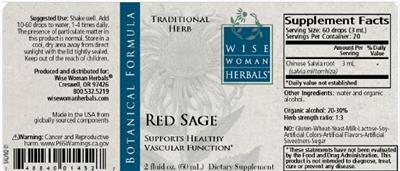 Wise Woman Herbals Red Sage product packaging