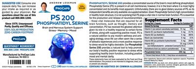 ProCaps PS 200 Phosphatidyl Serine source label used in the packaging illustration