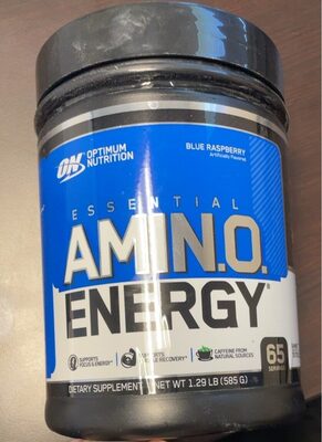 ON Optimum Nutrition Essential AMIN.O. Energy Blue Raspberry source label used in the packaging illustration