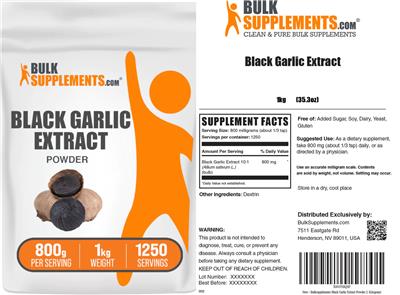 BulkSupplements.com Black Garlic Extract Powder 800 g product packaging