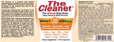 Century Systems The Cleaner Women's 14 Day Formula source label used in the packaging illustration