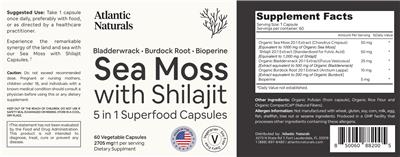 Atlantic Naturals Sea Moss with Shilajit source label used in the packaging illustration