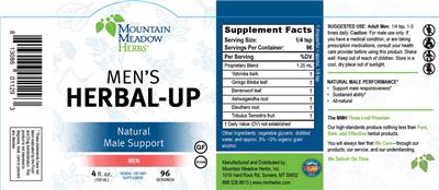 Mountain Meadow Herbs Men's Herbal-Up source label used in the packaging illustration
