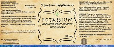 Signature Supplements Potassium 99 mg product packaging