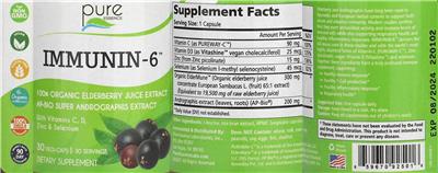 Pure Essence Immunin-6 source label used in the packaging illustration