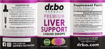 dr.bo HERBALS Liver Support Liquid Drops source label used in the packaging illustration
