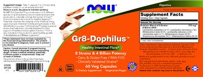 NOW Gr8-Dophilus source label used in the packaging illustration