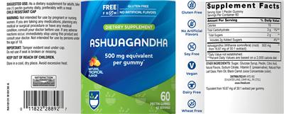 Rite Aid Ashwagandha Natural Tropical Flavor source label used in the packaging illustration
