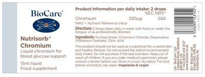 BioCare Nutrisorb Chromium source label used in the packaging illustration