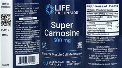 Life Extension Super Carnosine 500 mg product packaging