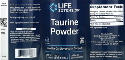 Life Extension Taurine Powder product packaging