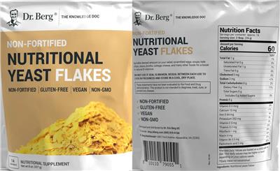 Dr. Berg Nutritional Yeast Flakes source label used in the packaging illustration