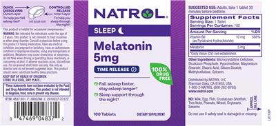 Natrol Melatonin 5 mg Time Release source label used in the packaging illustration