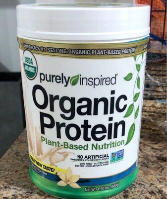 Purely Inspired Organic Protein French Vanilla source label used in the packaging illustration