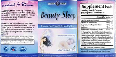 Cosmic Icon Beauty Sleep source label used in the packaging illustration